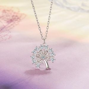 Hanger kettingen 5a zirkoon paardenbloem ketting voor vrouwen witte goud kleur vergulde trui ketting mode sieraden vrouw