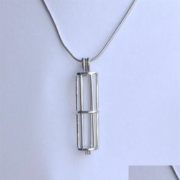 Pendentif Colliers 5pcs 18kgp Perle Gem Perles Médaillon Creux Long Cylindre Tube Cage Raccords Pour Bracelet À Bricoler Soi-Même Collier Bijoux207 Dhzxj