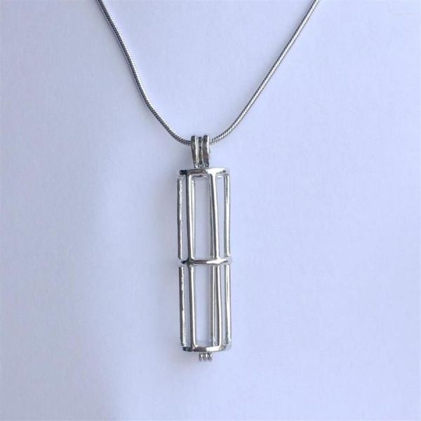 Pendentif Colliers 5 pièces 18kgp perle gemme perles médaillon creux long cylindre tube cage raccords pour bracelet à bricoler soi-même collier bijoux 254R