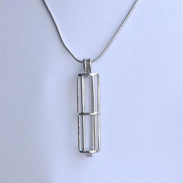 Pendentif Colliers 5 pièces 18kgp perle gemme perles médaillon creux long cylindre tube cage raccords pour bracelet à bricoler soi-même collier bijoux 223G