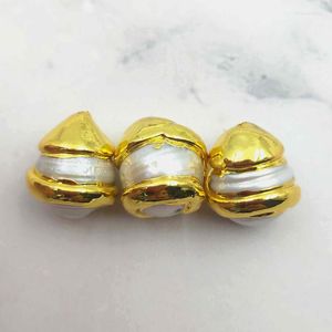 Collares pendientes 5pcs Diseño Espiral doble Perla de agua dulce natural Perlas sueltas Chapado en oro Moda Regalo exquisito para hombres Mujeres Cumpleaños