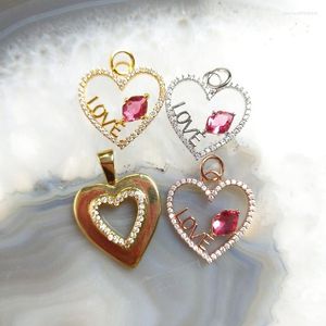 Pendentif Colliers 5pcs Mode Plaqué Or Mots D'AMOUR Coeur CZ Pavé Romantique Girly Bijoux Saint Valentin Anniversaire Cadeaux D'anniversaire Y