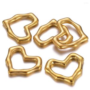 Collares colgantes 5 piezas de acero inoxidable chapado en oro 19x16,5 mm colgantes grandes con dijes de corazón para mujeres DIY amor joyería que hace hallazgos