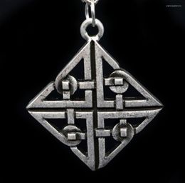 Hangende kettingen 5 -stks handgemaakte vierkante Celtics knoop ketting antiek zilver viking piraten middeleeuwse sieraden xl105