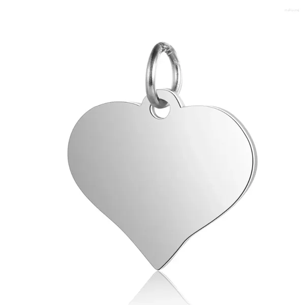 Collares colgantes 5 unids Corazón Estampado de acero inoxidable Etiqueta en blanco Colgantes Encantos de pulido manual con anillo de salto para joyería que hace el regalo