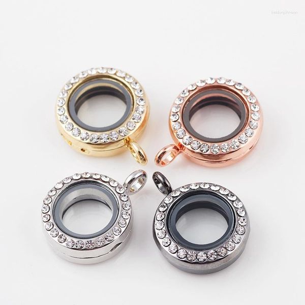 Pendentif Colliers 5 pcs/lot 20mm 7mm Strass Rond Médaillons Vivants Magnétique Verre Médaillon Fit DIY Collier Bracelets Porte-clés