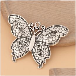 Colliers de pendentif 5pcs / lot grand papillon insecte tibétan sier charmes pendentifs pour collier bijoux de fabrication accessoires livraison dhtmj