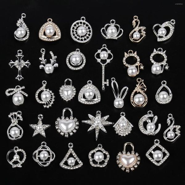 Pendentif Colliers 5pcs / lot Mini multi-forme en alliage métallique or / argent plaqué charmes bricolage à la main boucles d'oreilles bijoux faisant des accessoires