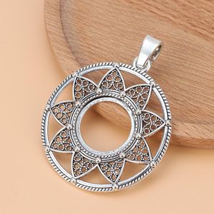 Hangende kettingen 5 stks/kavel zilveren kleur grote open bloem ronde charmes hangers cabochon instellingen 25 mm voor ketting sieraden maken accessori maken