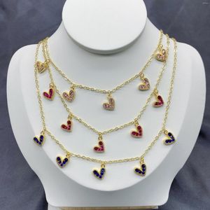 Colliers pendentif 5pcs / lot en gros diversité collier de coeur de zircon coloré