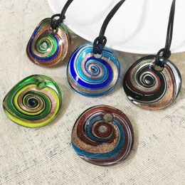 Pendentif Colliers 5pcs Mélange Rouge Bleu Verre Murano Floral Rond Tourbillon Collier Pour Femmes Articles Avec Bijoux