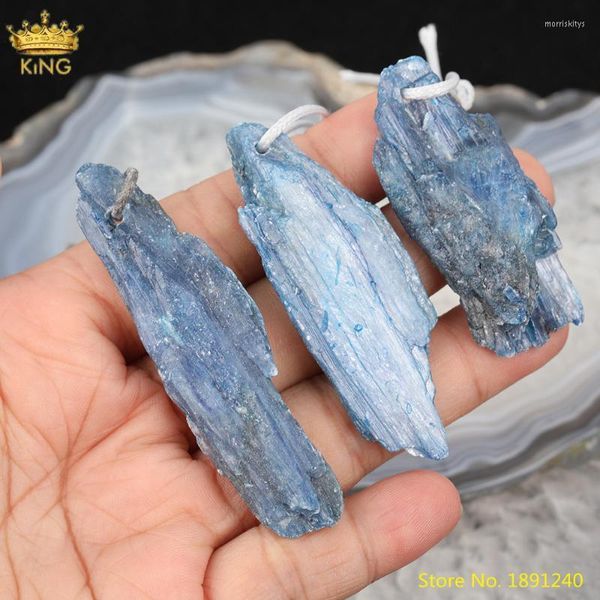 Colliers pendants 5pcs Blue kyanite Perles de dalle pour collier faisant de longs points de pierre Point Charmes DIY BIJOTS FINDATIONS MORR22