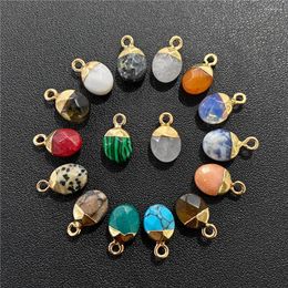 Pendentif Colliers 5 pièces calcédoine naturelle pierre à facettes forme ovale améthystes opale pendentifs à breloque pour la fabrication de bijoux fournitures de bricolage 6x10mm