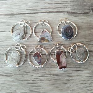 Collares pendientes 5 piezas Natural México Jaspe R Agat E piedra joyería Druzy encanto DIY hacer collar encontrar PD678