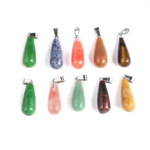 Pendentif Colliers 5pcs pierre naturelle longue goutte d'eau cristal tigre oeil quartz charmes pour faire bricolage collier boucles d'oreilles bijoux résultats