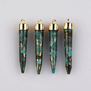 Pendentif Colliers 5pcs Naturel Turquoise Pierre Ronde Charme pointu pour la fabrication de bijoux Accessoires de bricolage en gros