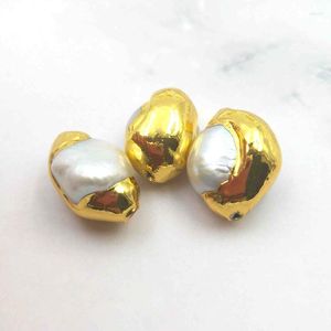 Collares pendientes 5 piezas chapado en oro noble forma ovalada perlas naturales de agua dulce perlas sueltas diseño de cobre brillante ostentoso para hacer hombres mujeres