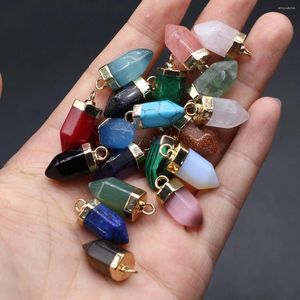 Pendentif Colliers 5pcs Couleur aléatoire Pierre naturelle Pilier hexagonal Mini DIY Faire des boucles d'oreilles Collier Bijoux Accessoires Cadeau