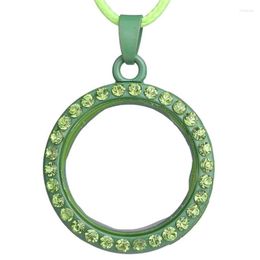 Hangende kettingen 5 stks rond strass pu lederen touw zwevende medeletlegering charme sieraden diy maken ketting sleutelhanger vrouwen mannen