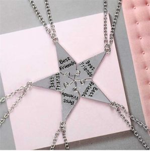 Hangende kettingen 5 stks/set beste vriend ketting creatieve pentagram hanger legering legering accessoires vriendschap ketting voor mannen en vrouwen