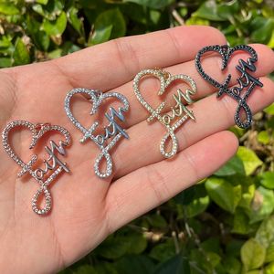 Pendentif Colliers 5pcs Sparkle Bling Zironia Pave Foi Coeur Charme pour Femmes Personnalisé À La Main Bijoux Trouver Accessoire Bracelet Collier 230718