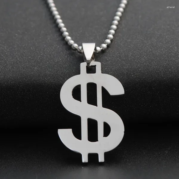 Pendentif Colliers 5pcs en acier inoxydable dollar américain signe d'argent collier monde universel monnaie riche cadeau chanceux bijoux