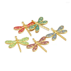 Hanger Kettingen 5 stks Rvs Goud Kleur Emaille Dragonfly Bedels Hangers Voor DIY Sieraden Ketting Maken Armband Bevindingen