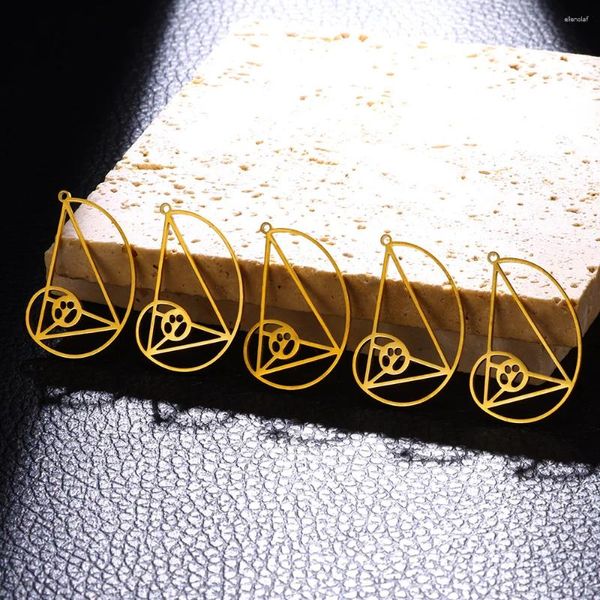Pendentif Colliers 5pcs en acier inoxydable creux géométrique pour femmes enfants collier de bricolage à la main accessoires bijoux cadeau en gros