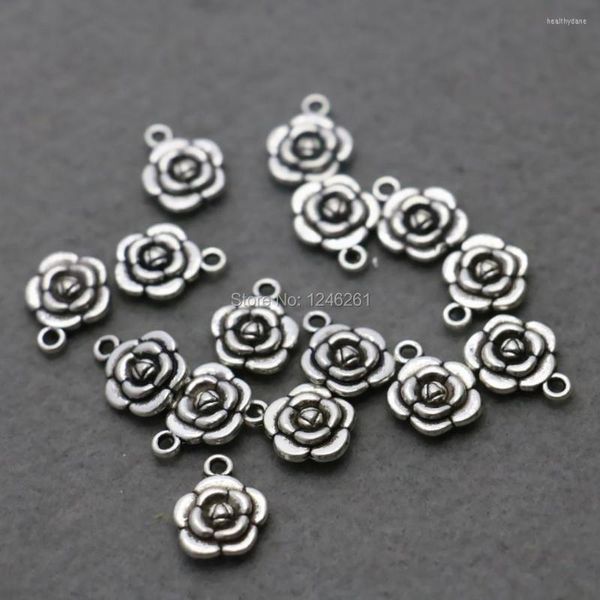 Pendentif Colliers 5 PCS En Gros Rose Métal DIY Raccords Accessoire Pour Collier Bracelet Usinage 12mm Pièces Argent-plaque Fabrication De Bijoux