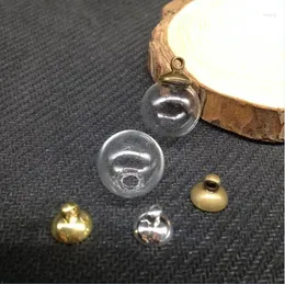 Pendentif Colliers 5set-4x14mm Forme de boule ronde Bulle de verre transparent Souhaitant Bouteille Connecteur supérieur pour les matériaux de bijoux de bricolage - Besoin de colle