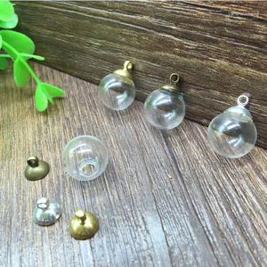 Pendentif Colliers 5sets / lot 14 4mm Boule de verre Globe 8mm Perles Cap Résultats de bijoux Charms de mode DIY Bouteille Flacon Collier