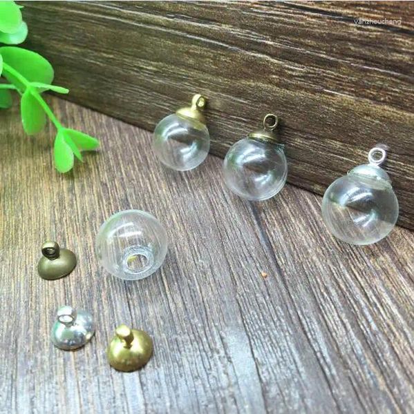 Pendentif Colliers 5sets / lot 14 4mm Boule de verre Globe 8mm Perles Cap Résultats de bijoux Charms de mode DIY Bouteille Flacon Collier