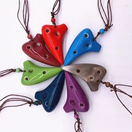 Colliers pendants 6 trous en céramique Ocarina Collier Soprano C sous-marin Instrument de musique avec score de musique lonyard pour le cadeau pour débutant