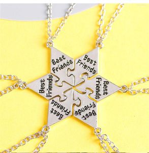 Pendentif Colliers 6 pièces Collier d'ami Hexagone Lettre Bff Collier Mode Hommes et Femmes Amitié Bijoux Accessoires