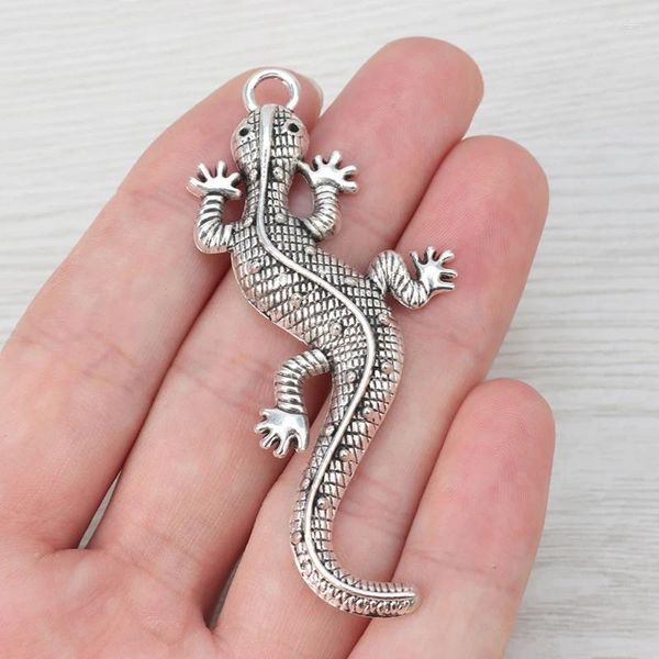 Collares colgantes 6 x plata tibetana animal gecko lagarto encantos camaleón colgantes para collar de bricolaje fabricación de joyas accesorios