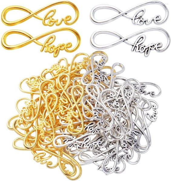 Pendentif Colliers 60 pcs 2 Styles Infinity Connecteur Charmes Alliage Espoir Amour Symbole Pendentifs Pour DIY Artisanat Bracelet Fabrication de Bijoux