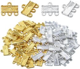 Pendentif Colliers 60pcs Collier Connecteur Alliage Rectangle Multi Strand Bracelet Fermoir Tags Charmes avec 3 trous pour la fabrication de bijoux en couches