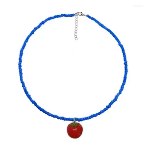 Hangende kettingen 652f kleurrijke hars tomaten ketting boheemse stijl kralen choker unieke geschenk verstelbare lengte ketting