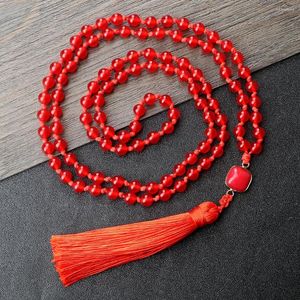 Pendentif Colliers 6MM Rouge Rose Jaune Couleur Chalcédoine Charmes Collier Gland Pierre Naturelle Bracelet PerléBangle Bijoux Cadeau Pour