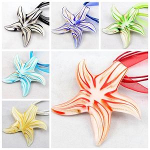 Pendentif Colliers 6pcs fait à la main 3D coloré étoile de mer étoile glaçure Murano Lampwork verre animal pour collier pour femmes bijoux fins