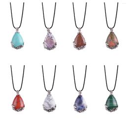 Pendentif Colliers 6pcs cristaux de guérison collier de larme pour femmes et hommes quartz cristal pierre goutte d'eau tour de cou chakra bijoux