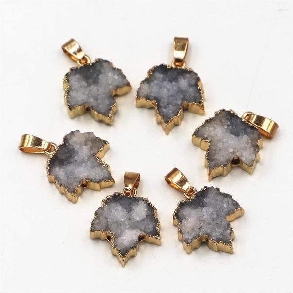 Pendentif colliers 6 pcs/lot marque de mode pierre naturelle gris Agate pendentifs unisexe bijoux collier faisant en gros