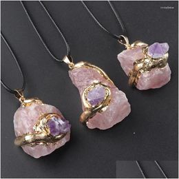 Colliers de pendentif 6pcs / lot Crystal Gilded Crystal Stone Quartz Pendants Collier diy pour hommes