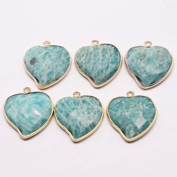 Pendentif Colliers 6pcs / lot Pierre Naturelle Amazons Coeur Section Collier Doré Turquoise Cristal Mode Bijoux Accessoires