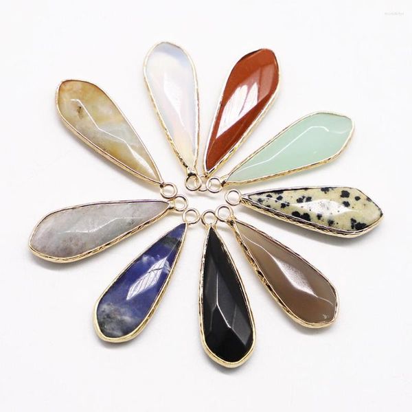 Pendentif Colliers 6 pcs/lot Pierre Naturelle Charmes Pendentifs Placage Phnom Penh Longue Larme Goutte D'eau Couleur DIY Bijoux Accessoires