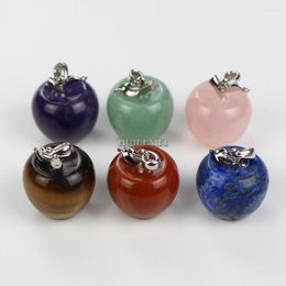 Pendentifs Colliers 6pcs Mixed Natural Gemstone Crystal Quartz Apple Pendentifs Reiki Healing Stone