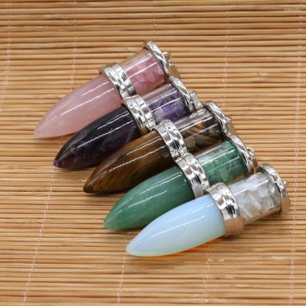 Pendentif Colliers 6pcs prix de gros en forme de cristal naturel gravier Reiki guérison bijoux faisant bricolage boucles d'oreilles accessoires cadeaux