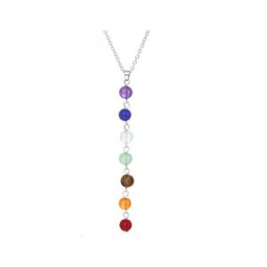 Hangende kettingen 7 chakra kralen ketting met echte stenen mala yshaped ketens voor vrouwen reiki genezende energie yoga sieraden drop deli otptd