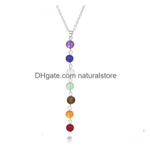 Hanger kettingen 7 chakra kralen ketting met echte stenen mala yshaped ketens voor vrouwen reiki genezende energie yoga sieraden drop deli dhokh