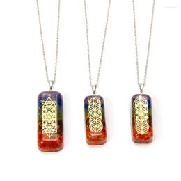 Pendentif Colliers 7 Chakra Cristal Pierre Collier Reiki Guérison Rectangle Orgonite Énergie Pendule Bijoux Naturels